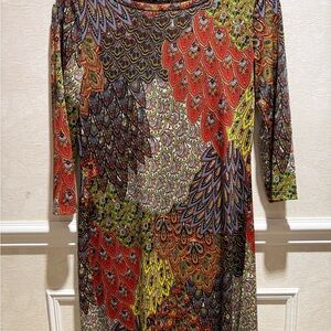 Vibrant Long Sleeve Dress with Paisley Patterns